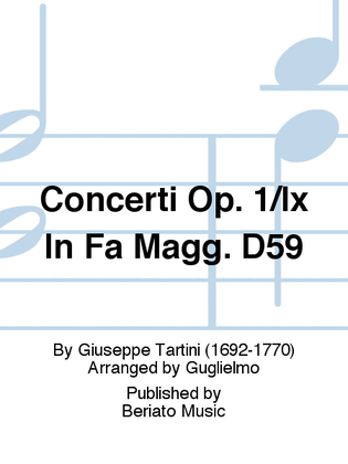 Concerti Op. 1/Ix In Fa Magg. D59