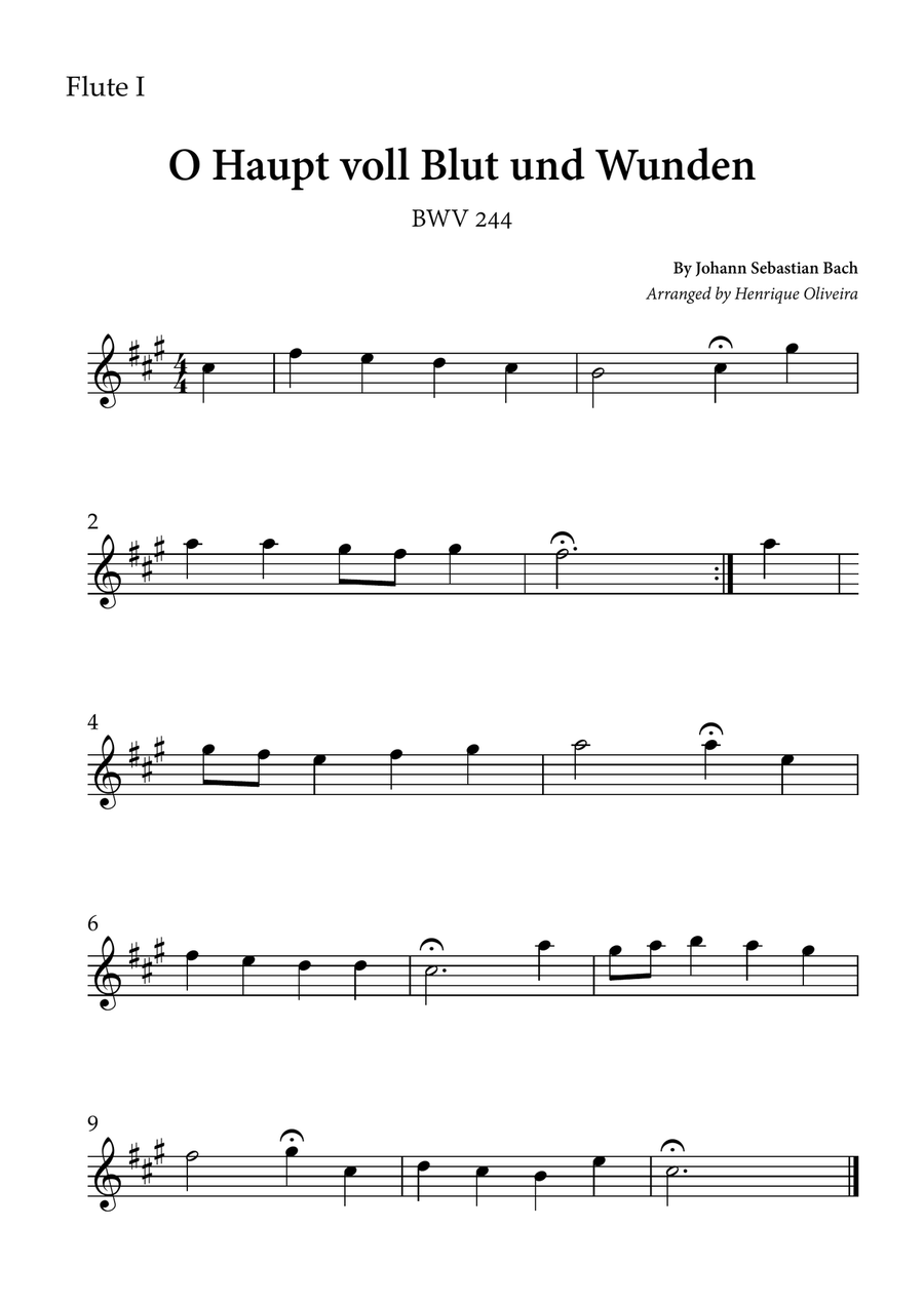 O Haupt voll Blut und Wunden (Flute Duet) - Johann Sebastian Bach Flute Duet scores gallery preview page 2