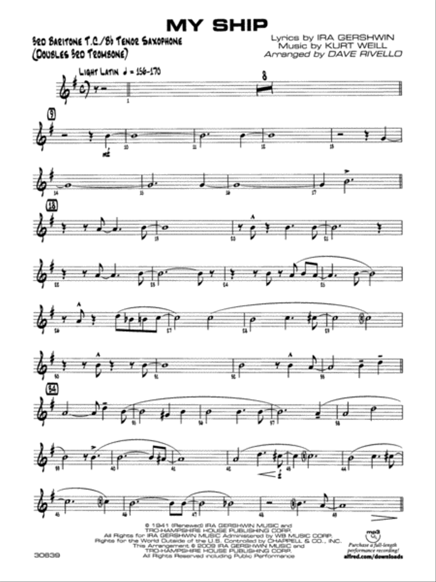 My Ship: 3rd Baritone T.C. Jazz Ensemble scores gallery preview page 1