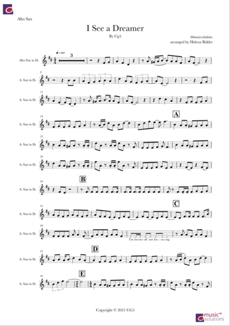 I See A Dreamer Alto Saxophone scores gallery preview page 2