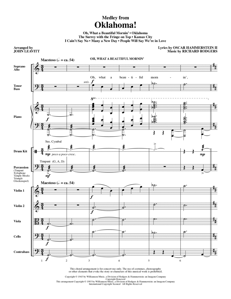 Oklahoma! (Medley) (arr. John Leavitt) - Full Score Choir scores gallery preview page 1