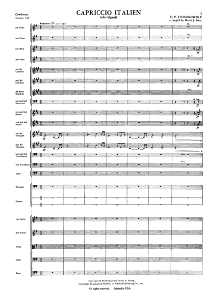 Capriccio Italienne: Score Full Orchestra scores gallery preview page 1