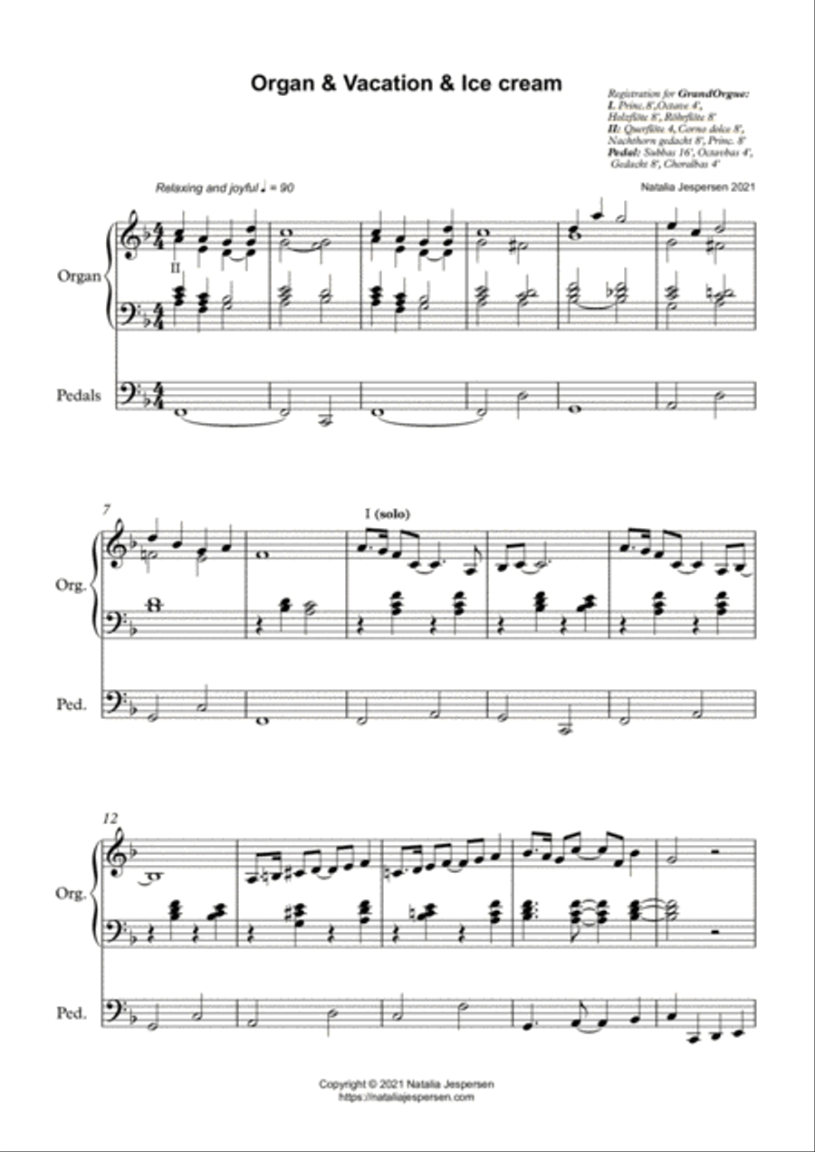 Organ & Vacation & Ice Cream Organ Solo scores gallery preview page 2