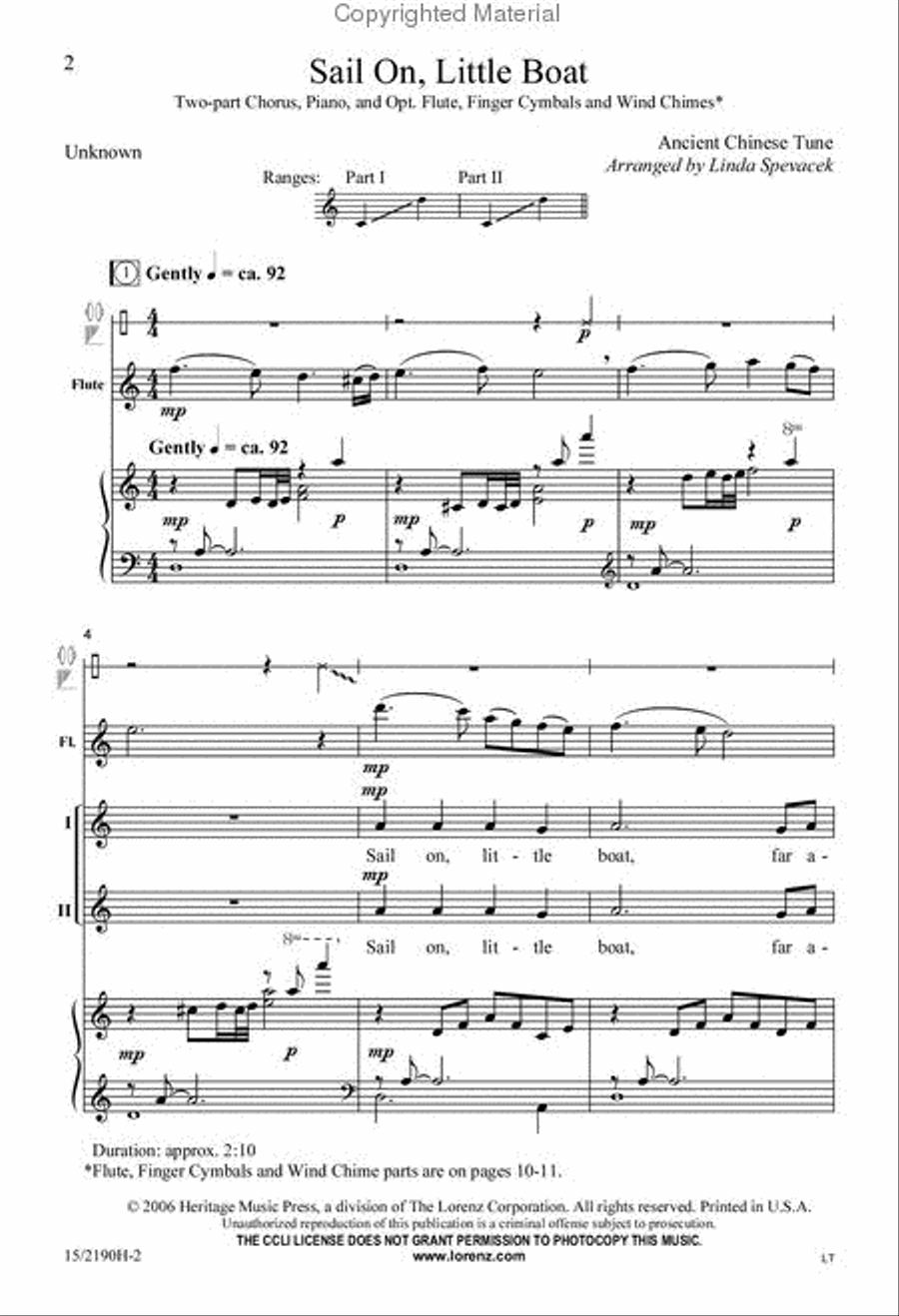 Sail On, Little Boat 2-Part scores gallery preview page 2
