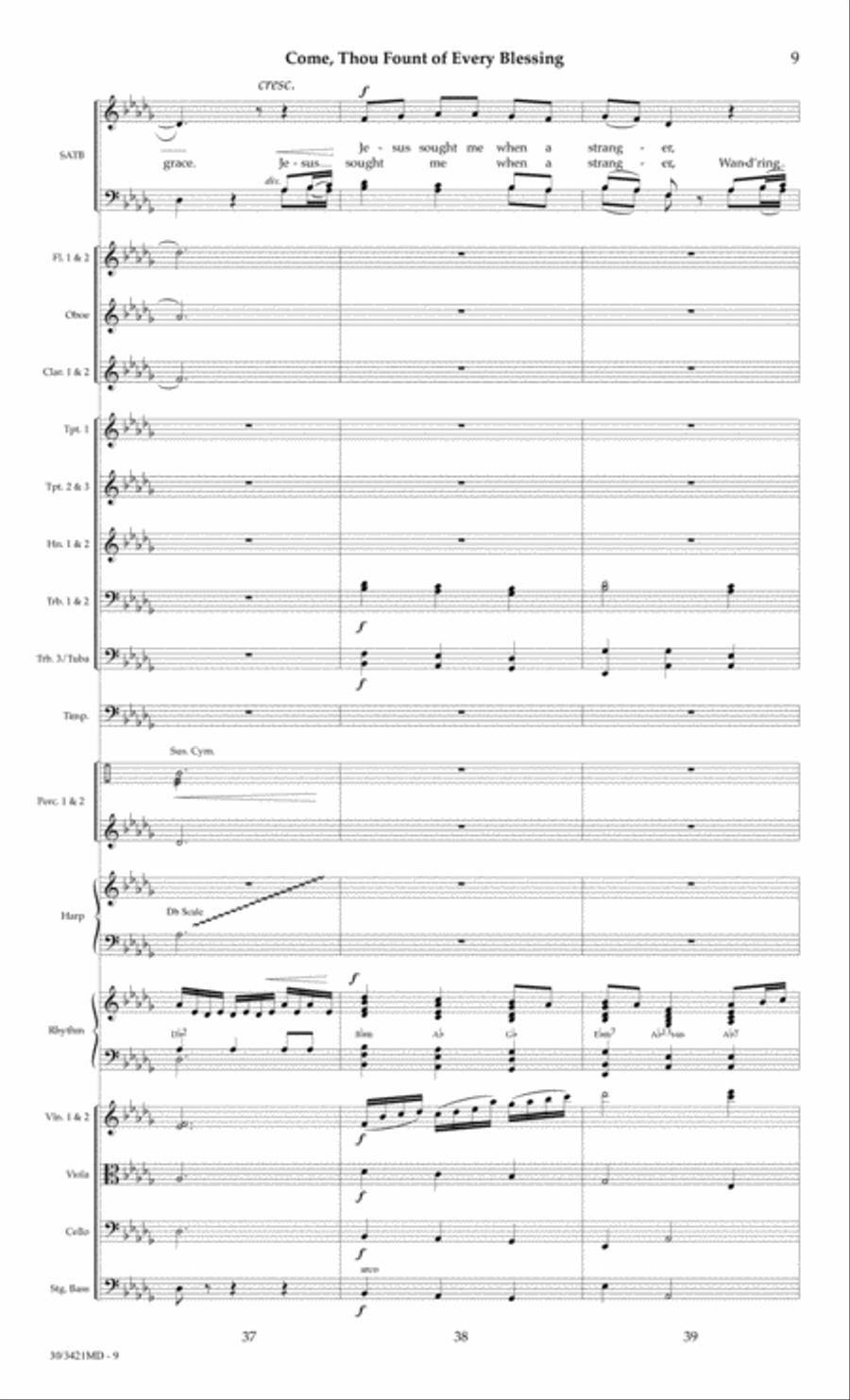 Come, Thou Fount of Every Blessing - Orchestral Score and Parts Choir scores gallery preview page 12