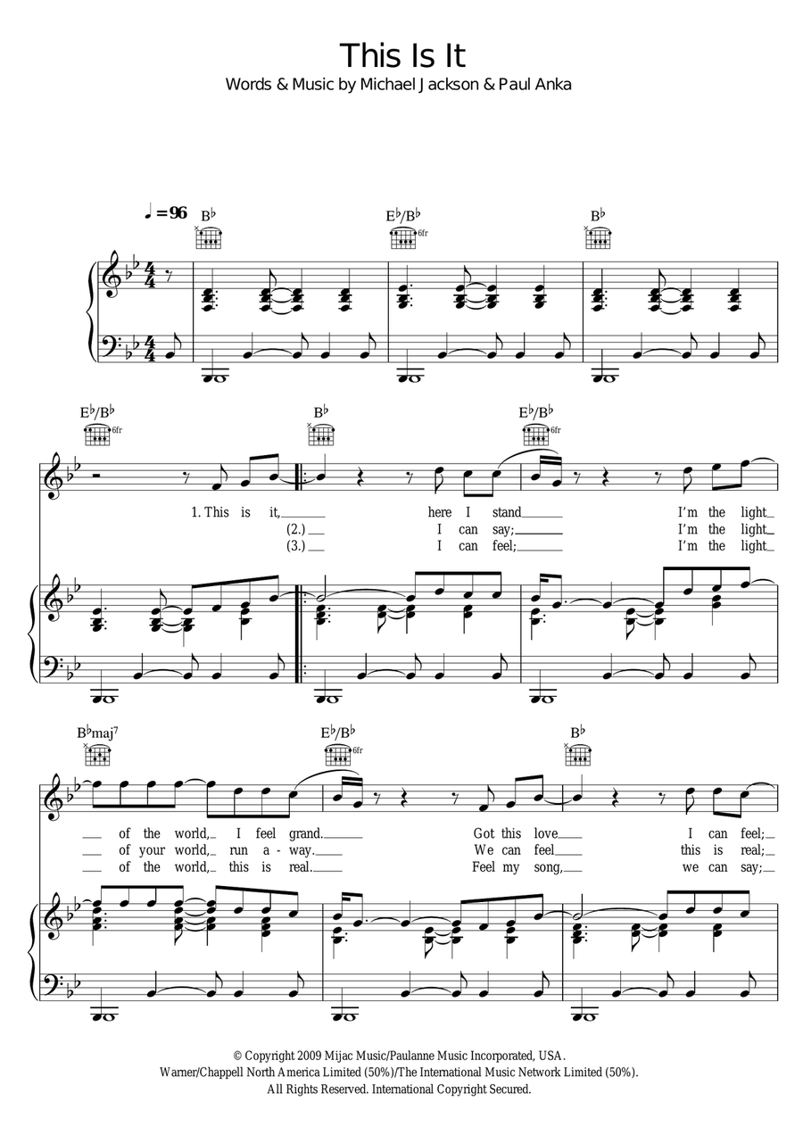 This Is It Piano, Vocal scores gallery preview page 1