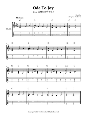 Ode To Joy - Fingerstyle Ukulele (C Major with TAB and Chords)
