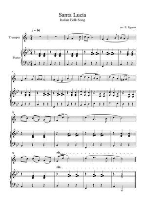 Santa Lucia, Italian Folk Song, For Trumpet & Piano