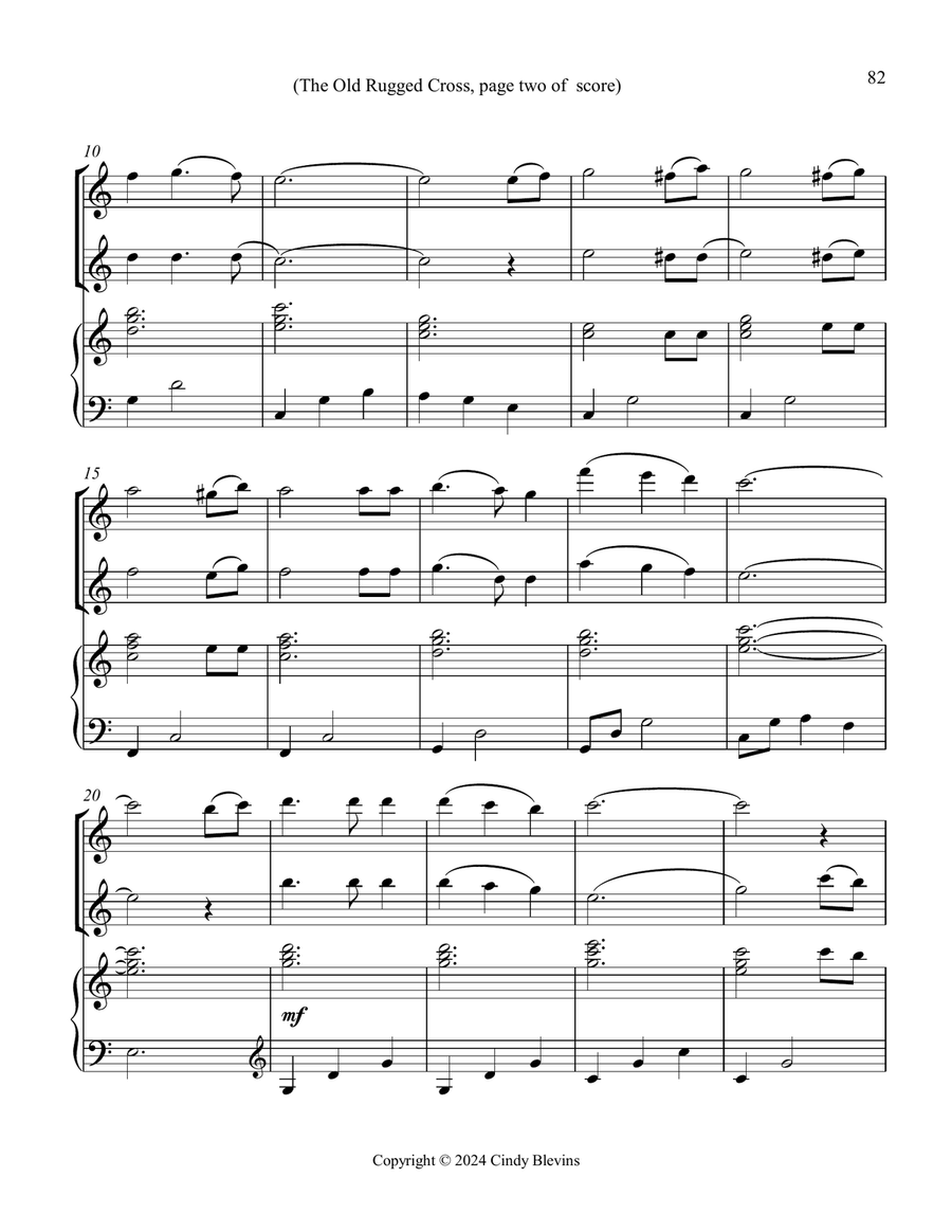 12 Favorite Hymns, Book 2, Two Flutes and Piano Flute Duet scores gallery preview page 5