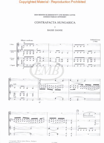 Contrafacta Hungarica for Woodwind Octet image number null