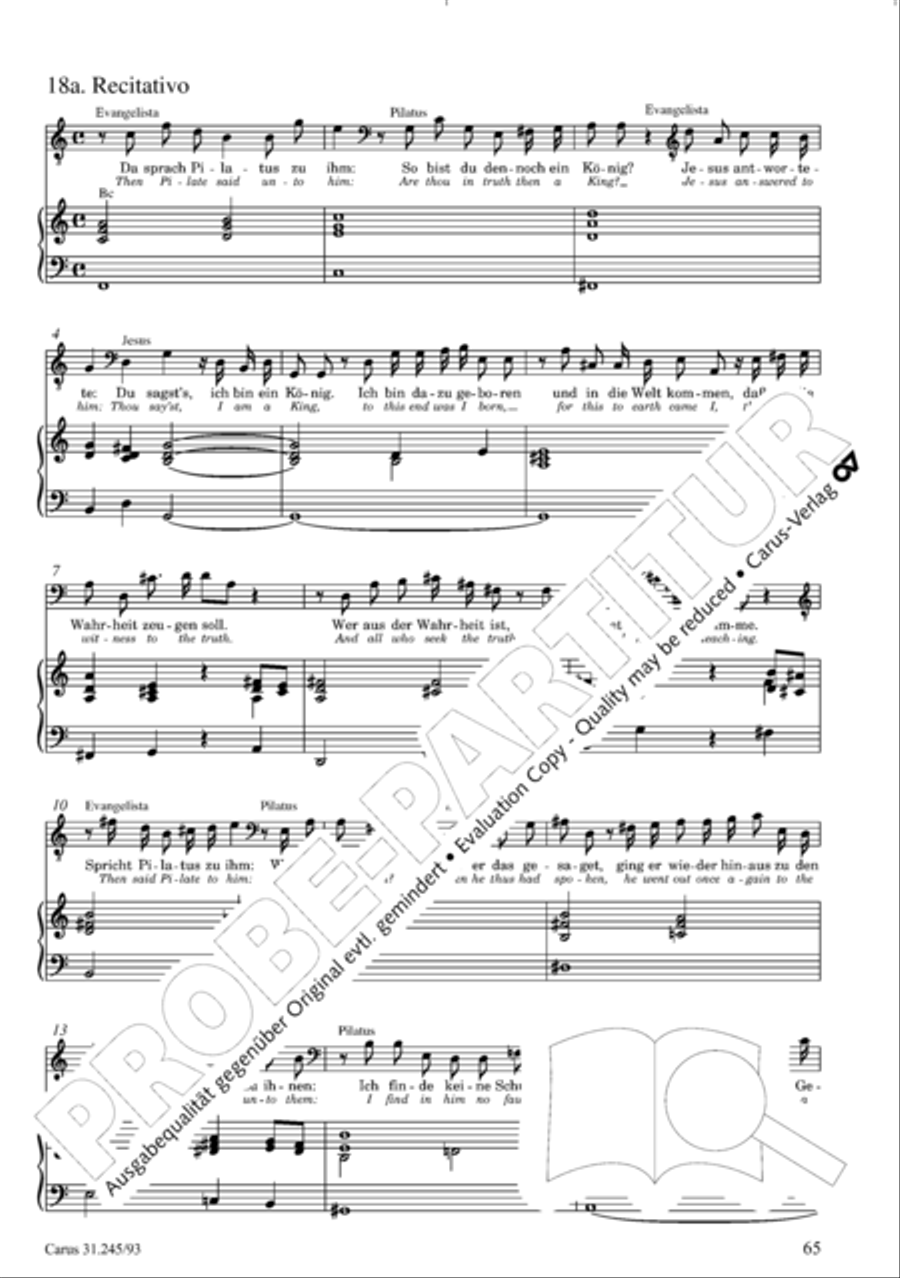St. John Passion (Johannes-Passion) 4-Part scores gallery preview page 66