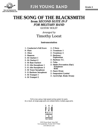 Book cover for The Song of the Blacksmith: Score