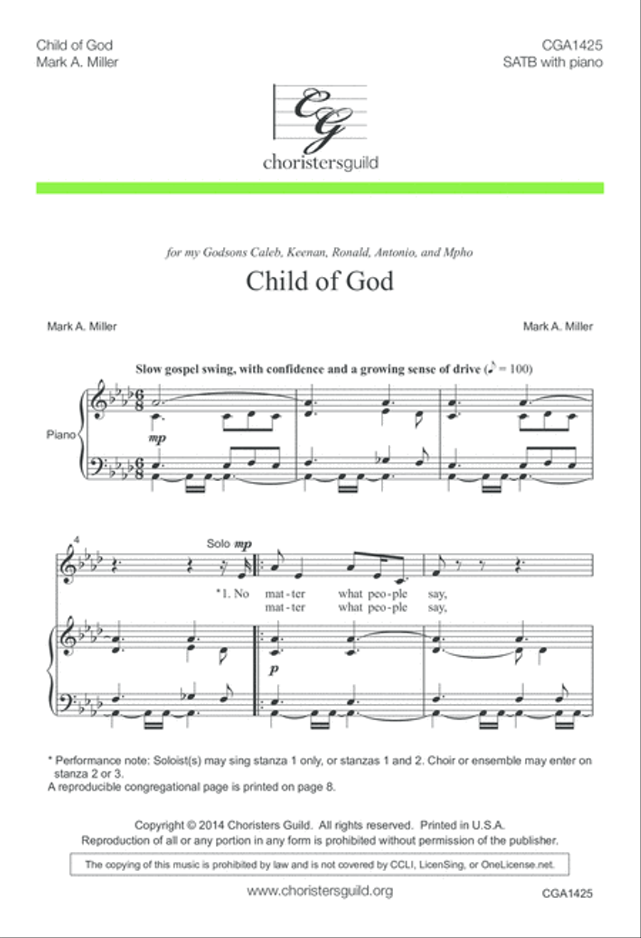 Child of God Child of God 4-Part scores gallery preview page 2