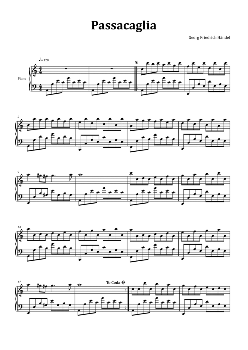 Passacaglia by Handel/Halvorsen - Piano image number null