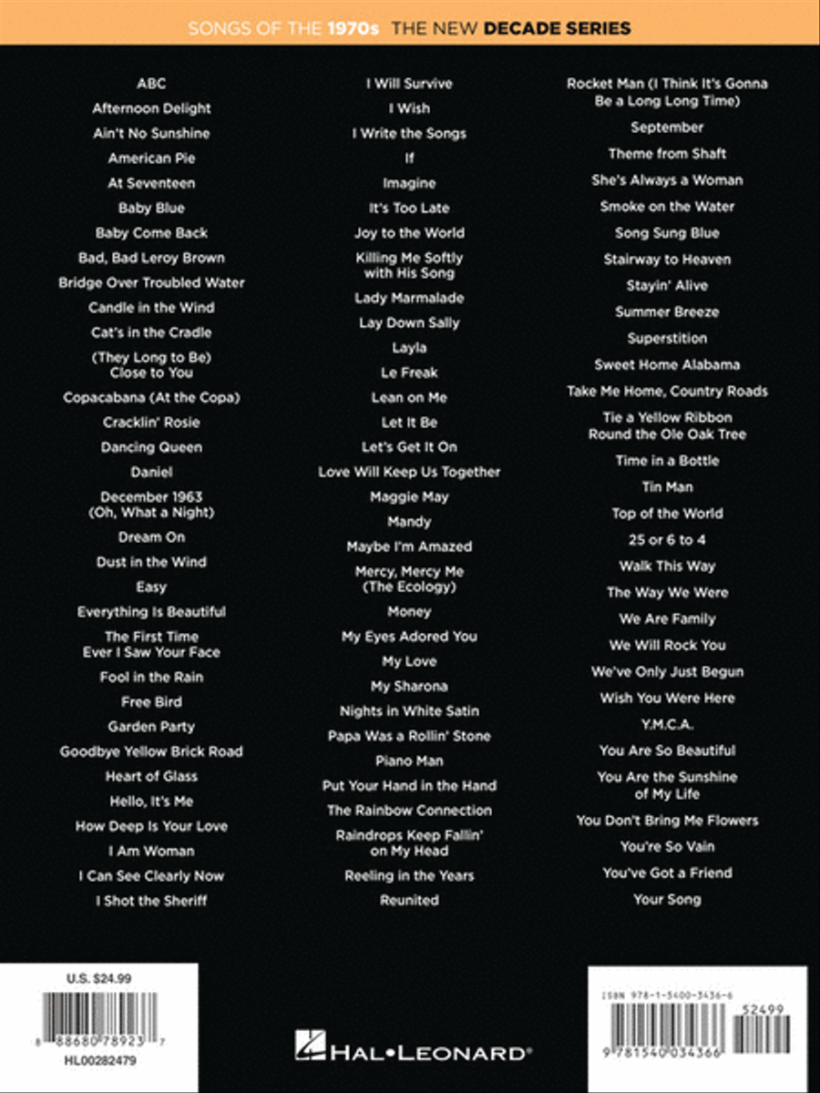 Songs of the 1970s Easy Piano scores gallery preview page 8