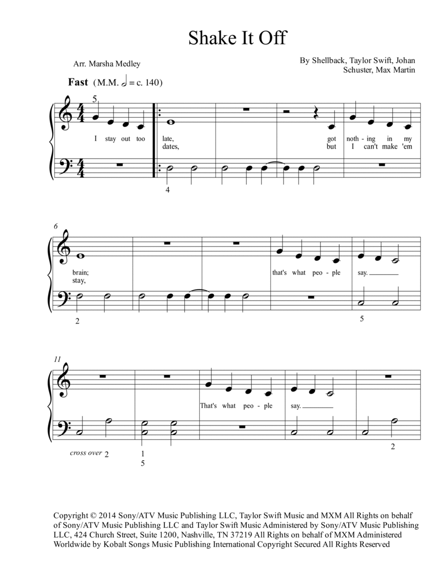 Shake It Off Easy Piano scores gallery preview page 1