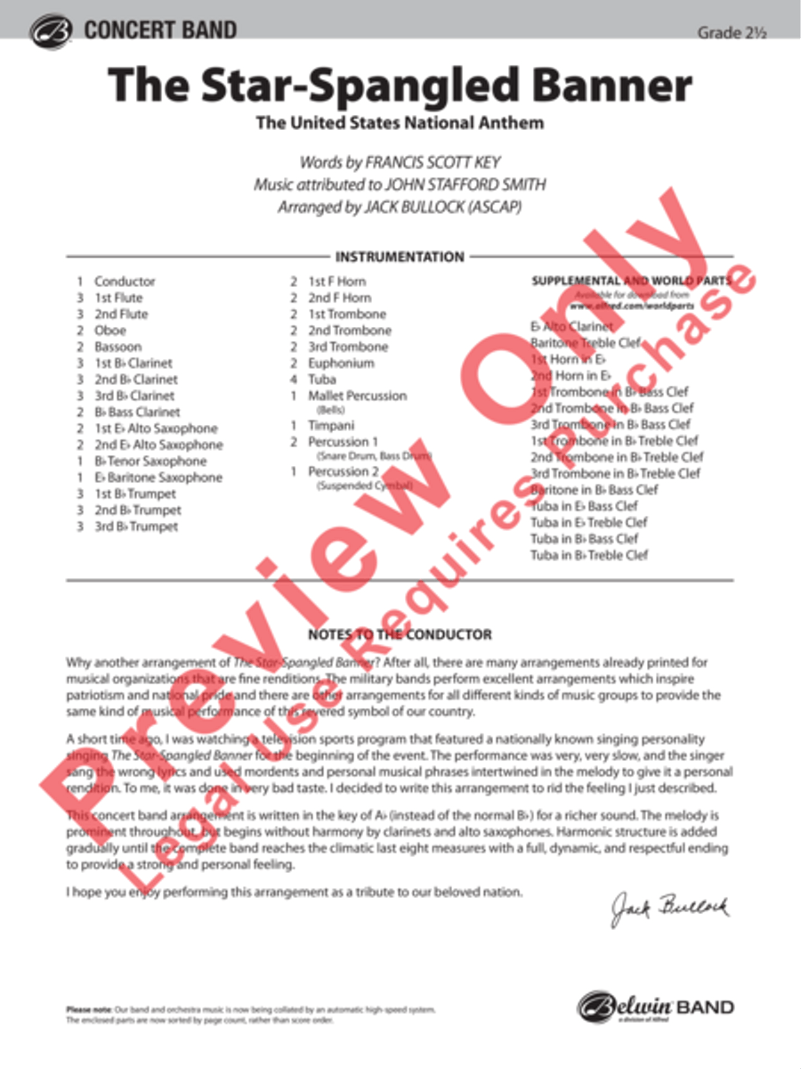 The Star-Spangled Banner Concert Band scores gallery preview page 2