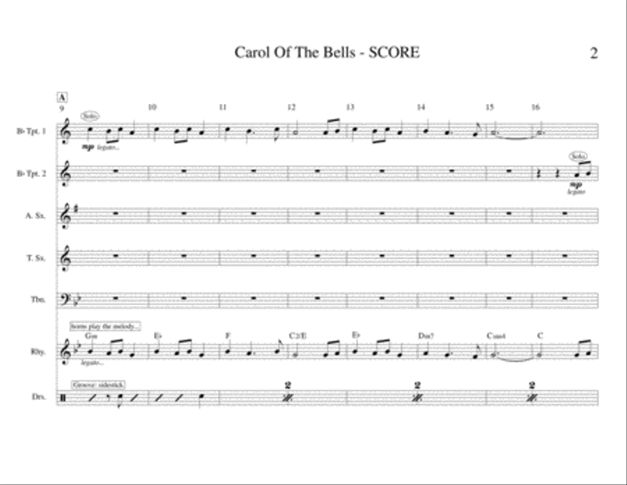 Carol Of The Bells (Jazz Band) Jazz Ensemble scores gallery preview page 2