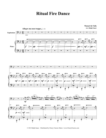 Ritual Fire Dance for Euphonium and Piano by Manuel de Falla Euphonium - Sheet Music