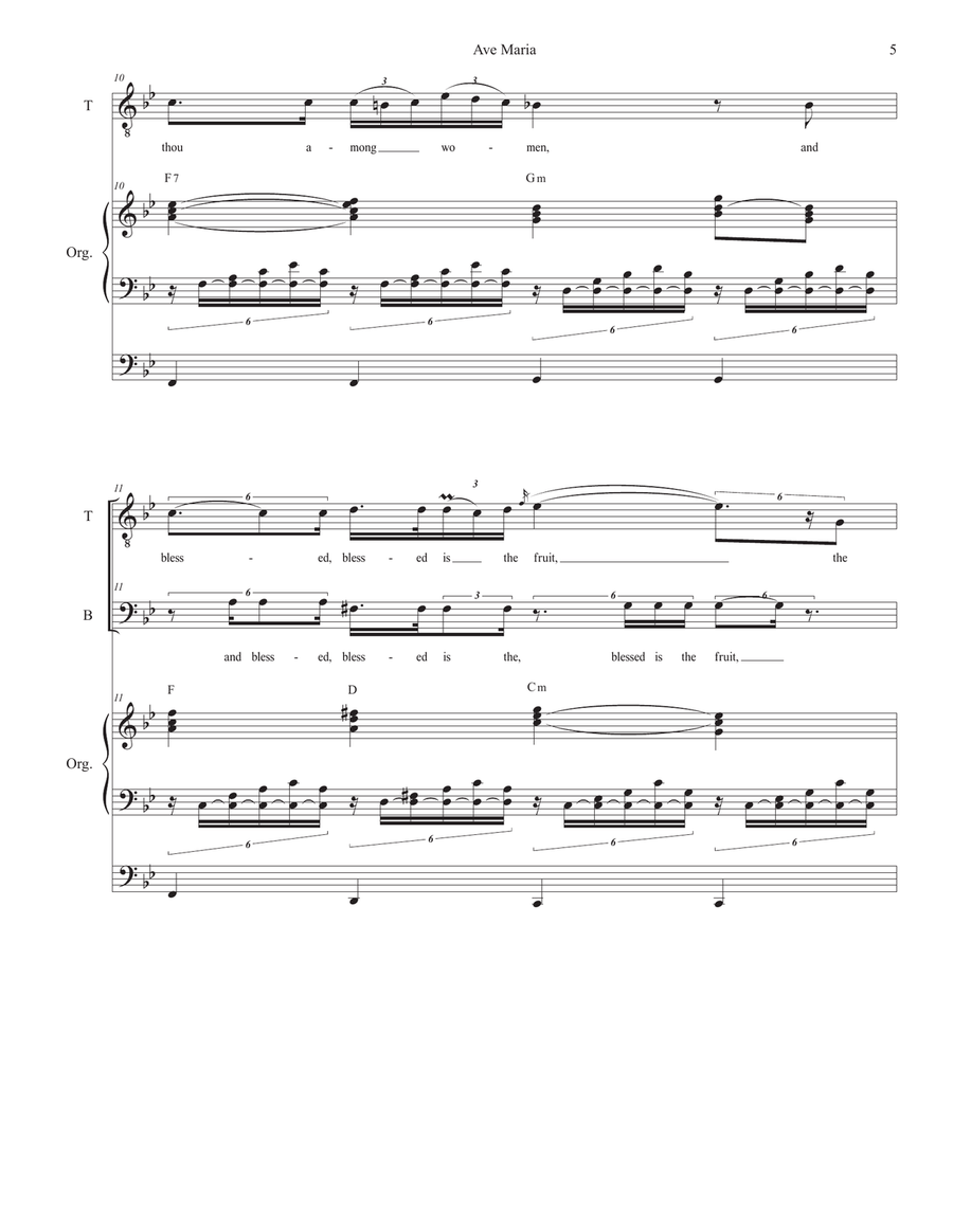 Ave Maria (Duet for Tenor & Bass Solo - English Lyrics - High Key) - Organ Accompaniment Bass Voice scores gallery preview page 6