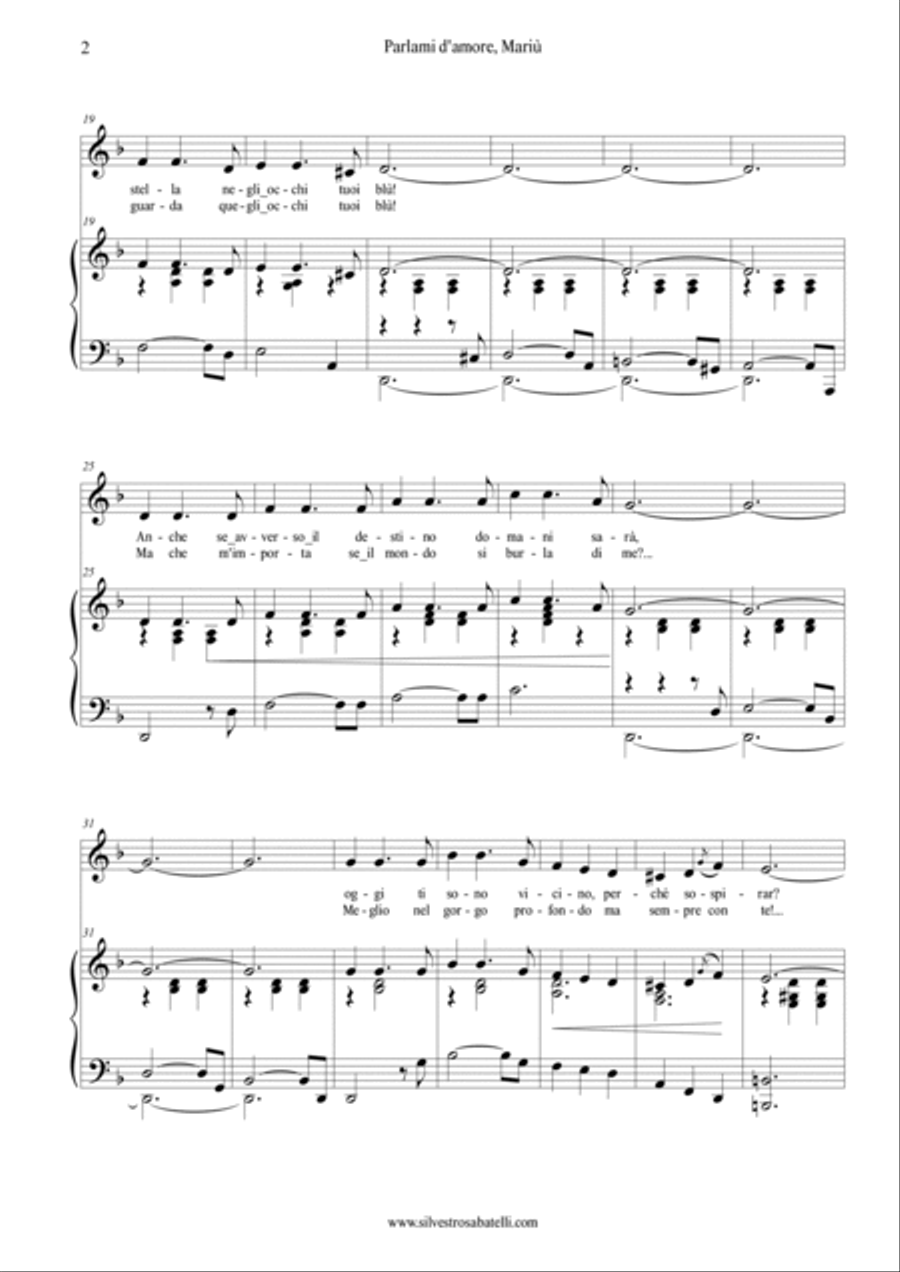 Parlami D'amore Mariu Parlami D'amore Mariu Piano, Vocal, Guitar scores gallery preview page 3