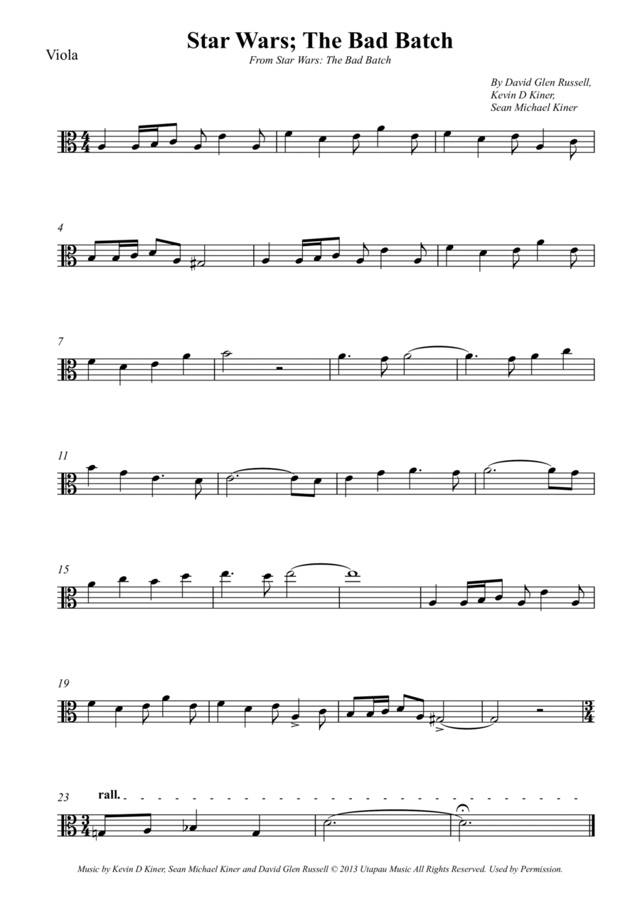 Star Wars; The Bad Batch Viola Solo scores gallery preview page 1