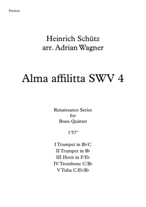 Book cover for Alma affilitta SWV 4 (Heinrich Schütz) Brass Quintet arr. Adrian Wagner