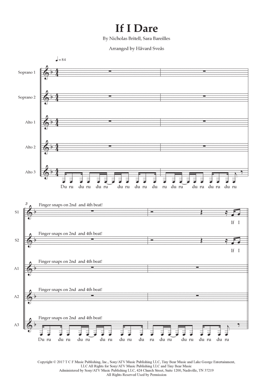 If I Dare Choir scores gallery preview page 1