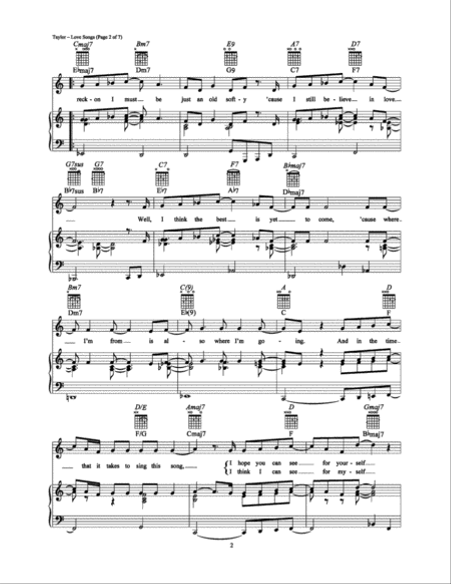 Love Songs Piano, Vocal, Guitar scores gallery preview page 2