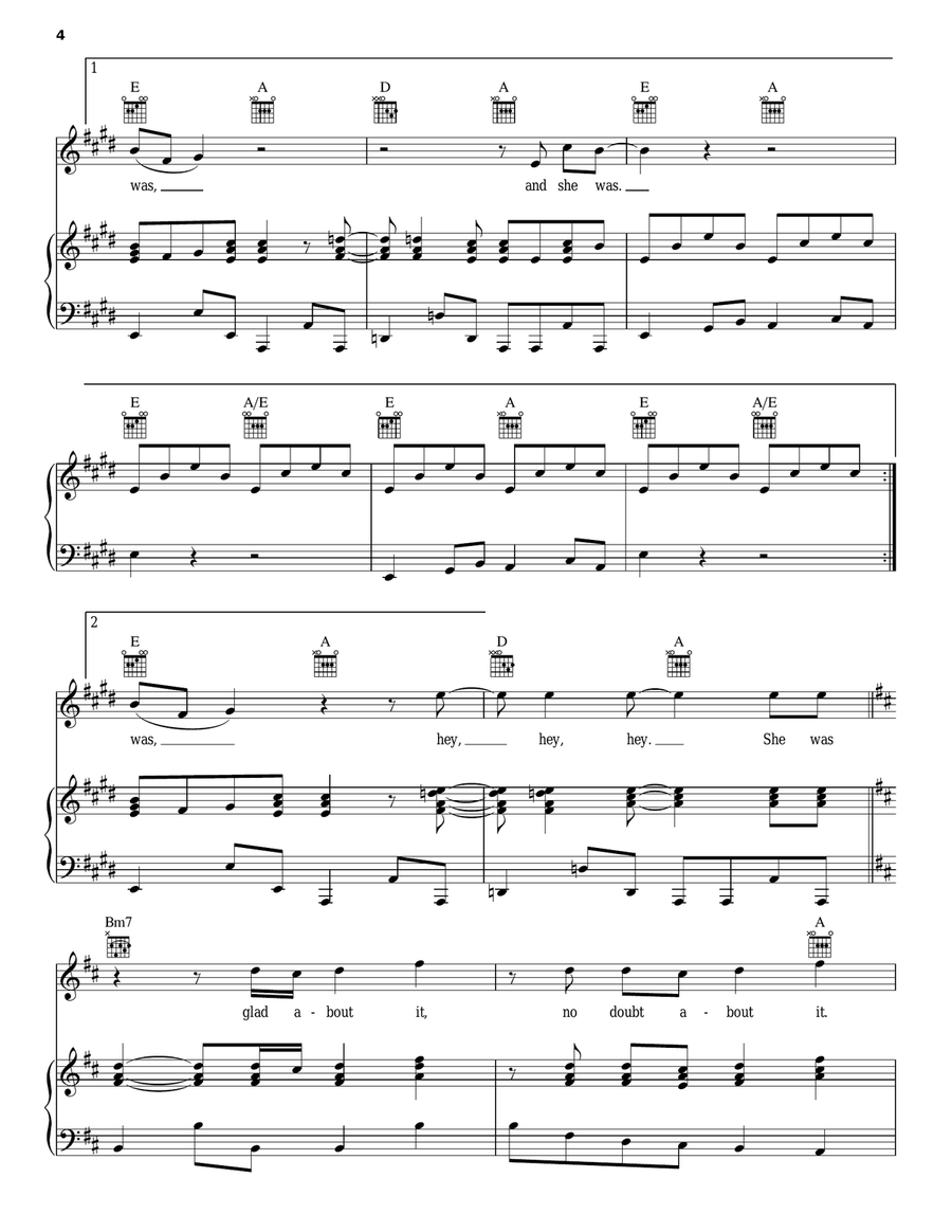 And She Was Piano, Vocal, Guitar scores gallery preview page 4