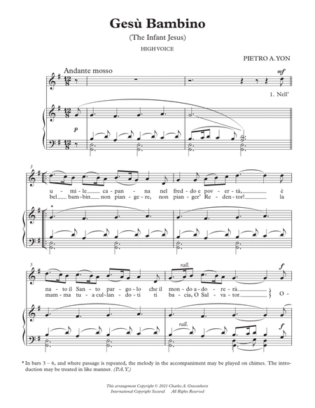 Gesu Bambino – High Solo Voice (G) & Piano image number null