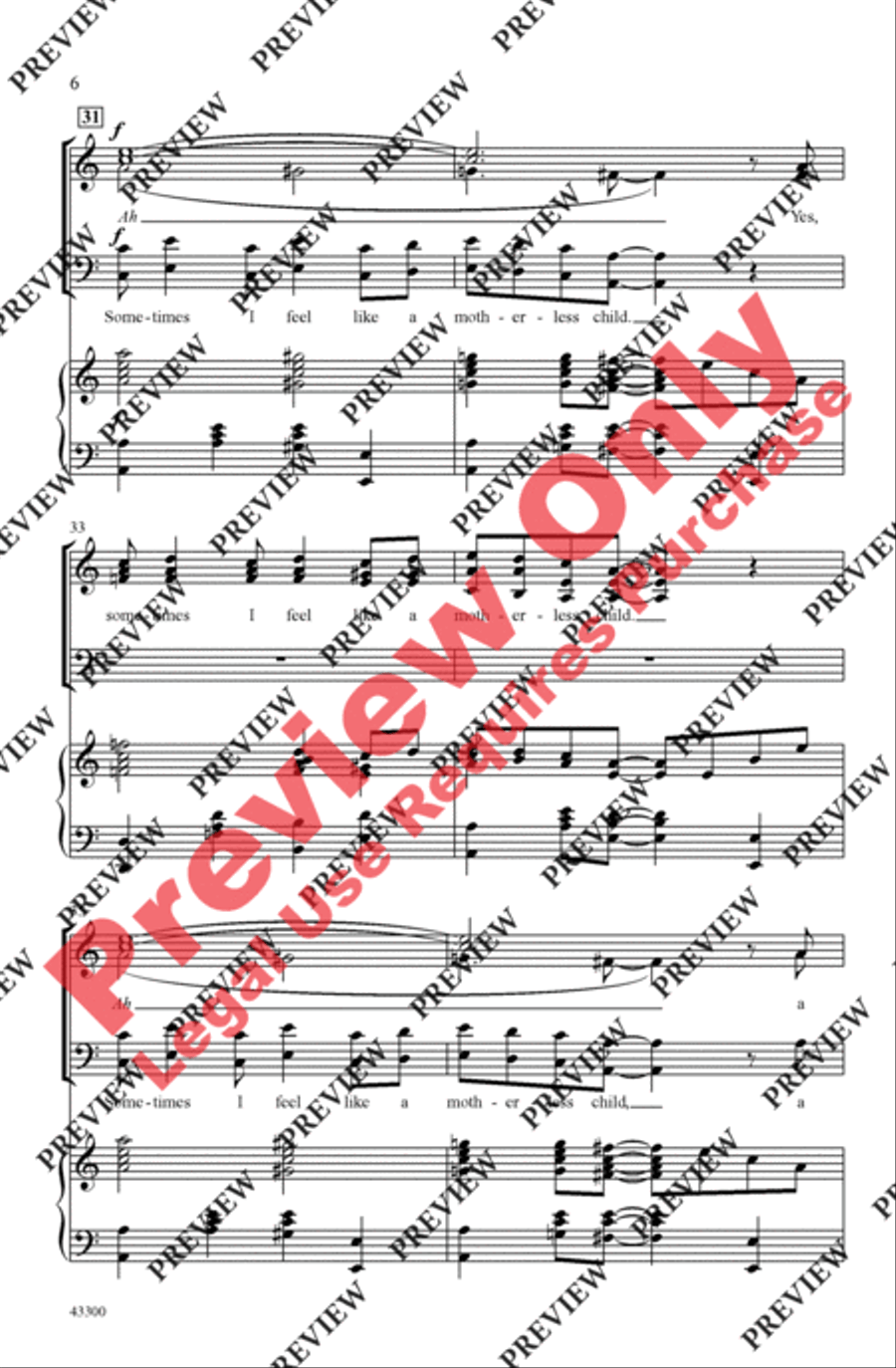 Sometimes I Feel Like a Motherless Child 4-Part scores gallery preview page 6