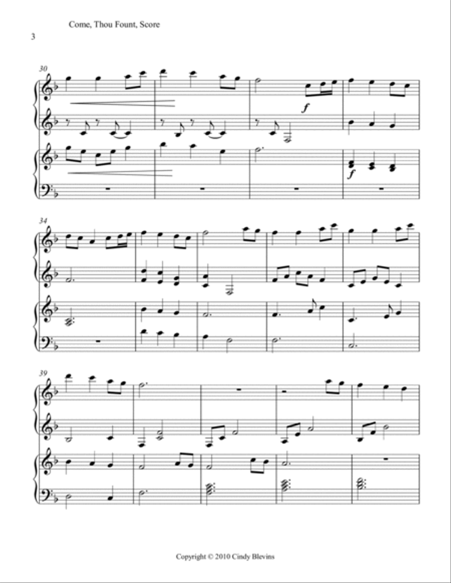 Come, Thou Fount of Every Blessing, for Harp Duet Harp scores gallery preview page 4