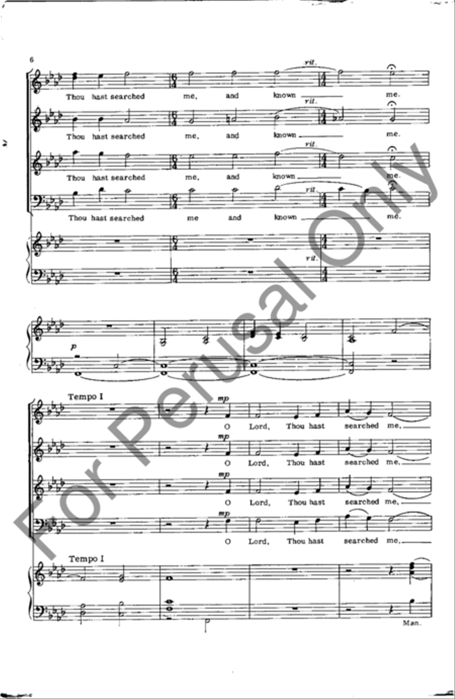 O Lord, Thou Has Searched Me Out 4-Part scores gallery preview page 6