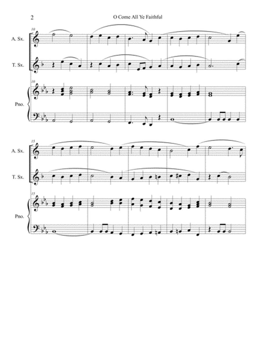 O Come All Ye Faithful (alto and tenor sax duet) with optional piano accompaniment image number null