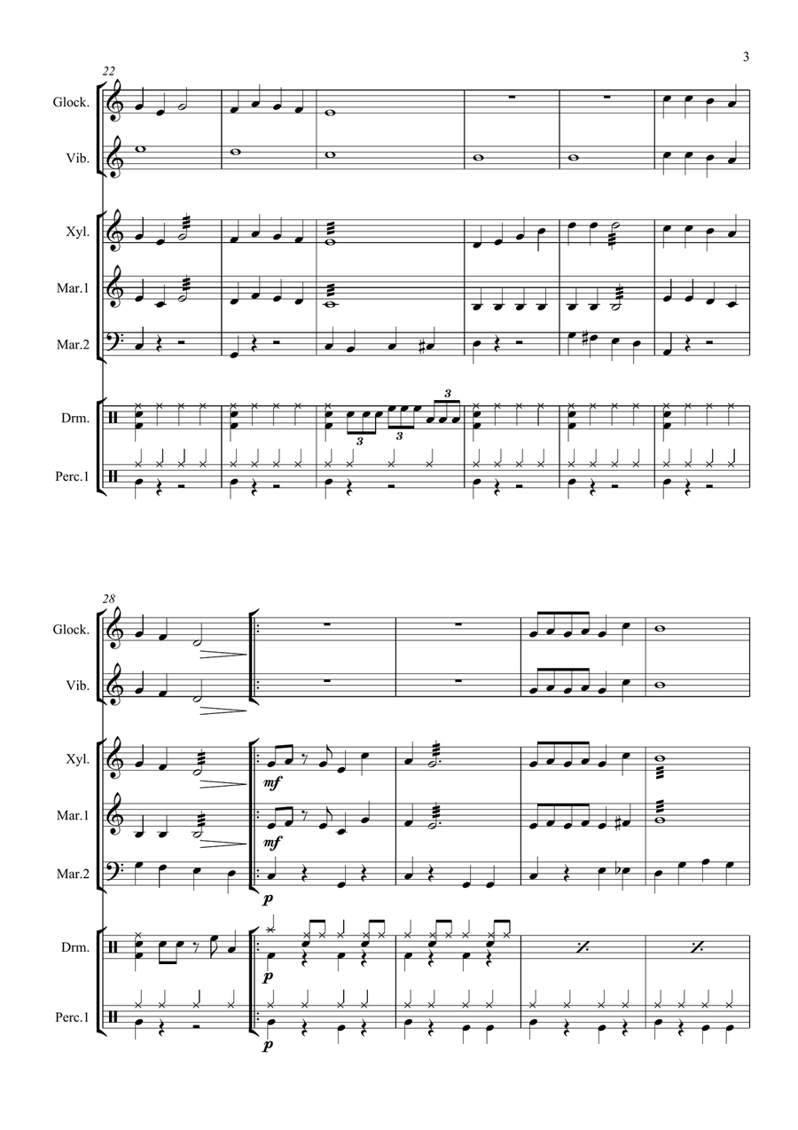 Rudolph The Red-nosed Reindeer Percussion Ensemble scores gallery preview page 5