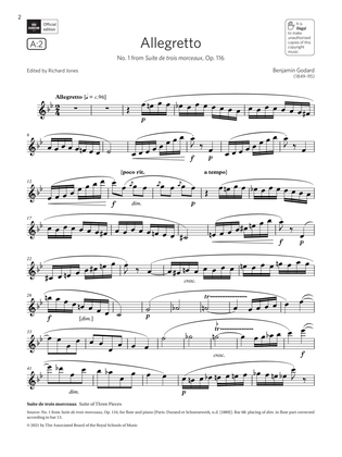 Book cover for Allegretto (from Suite de trois morceaux) (Grade 6 List A2 from the ABRSM Flute syllabus from 2022)