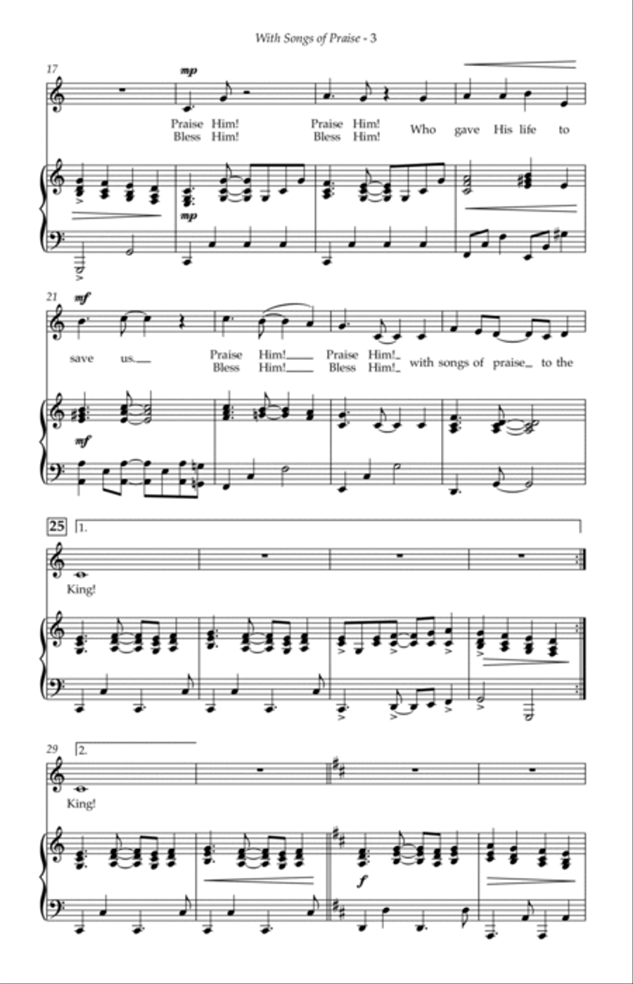 With Songs of Praise (Children's Choir with Percussion) 2-Part scores gallery preview page 3
