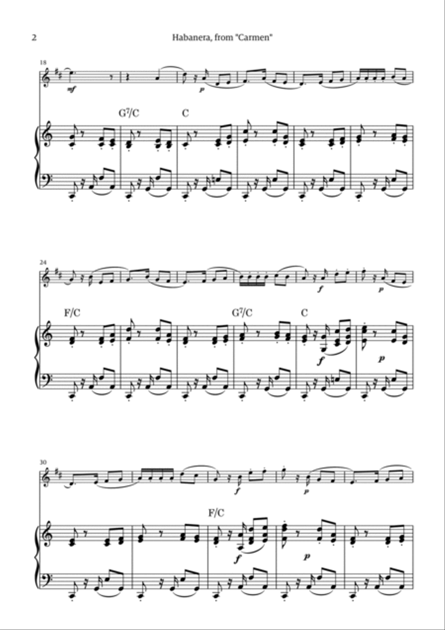 Habanera (for solo soprano sax w/ piano accompaniment) Chamber Music scores gallery preview page 2