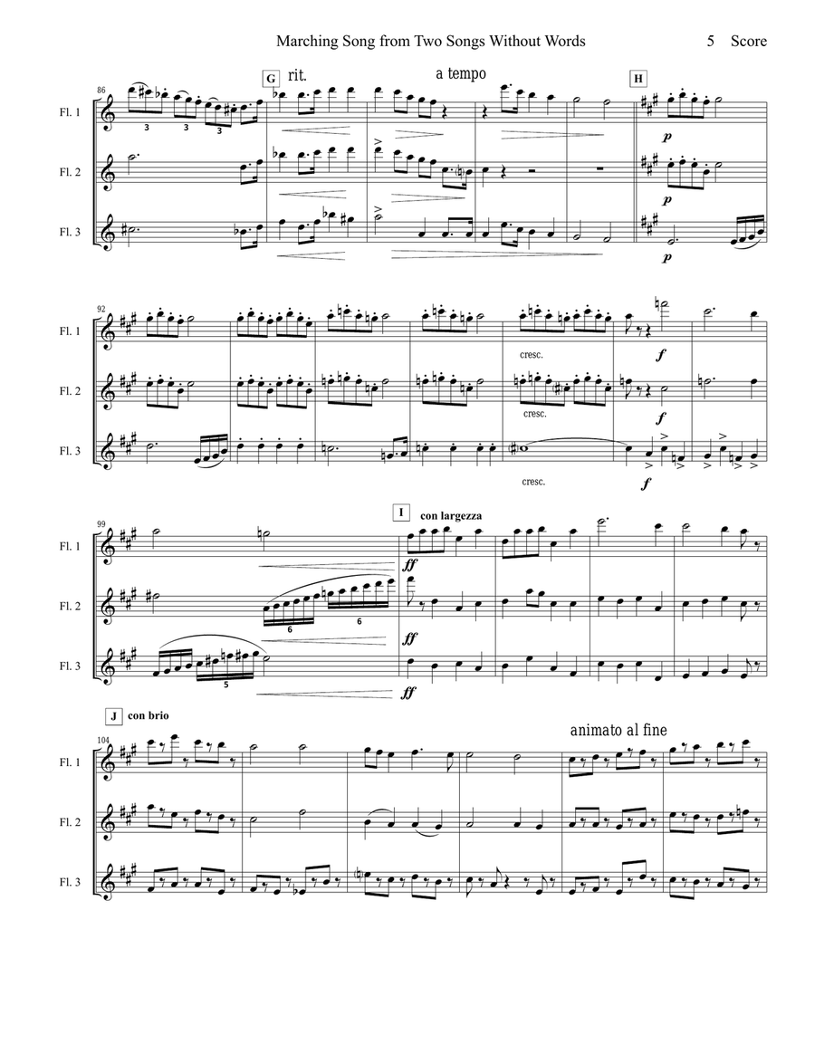 Marching Song by Gustav Holst for Flute Trio Flute Trio scores gallery preview page 6