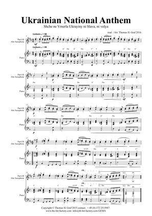 Ukrainian National Anthem - Shche ne Vmerla Ukrayiny ni Slava ni volya - Alto Saxophone with Piano -