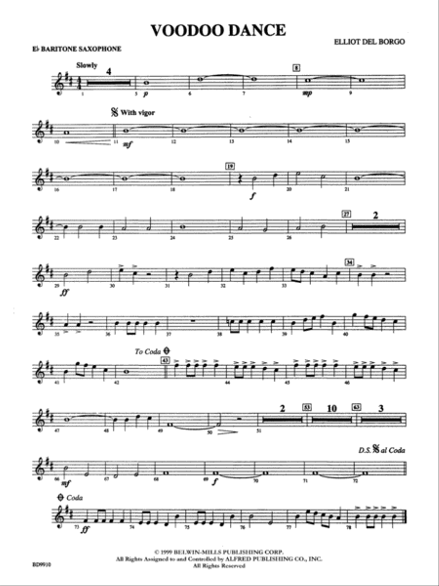 Voodoo Dance: E-flat Baritone Saxophone Concert Band scores gallery preview page 1