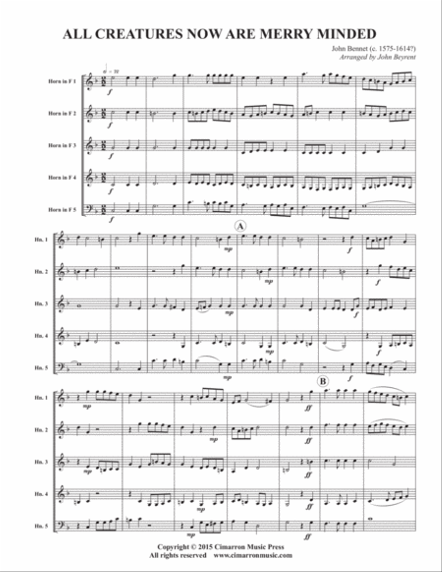 All Creatures Now Are Merry Minded Brass Quintet scores gallery preview page 2