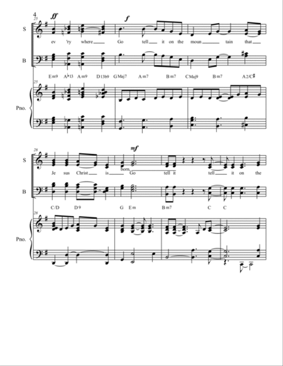 Go Tell It On The Mountain Piano, Vocal, Guitar scores gallery preview page 4