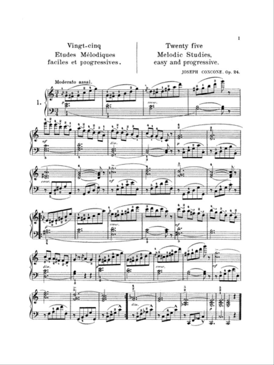 Concone: Twenty-five Melodious Studies, Op. 24 Piano Method scores gallery preview page 1