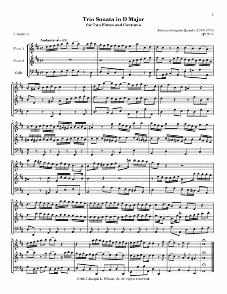 Quantz Trio Sonata in D Major QV 2:12 image number null