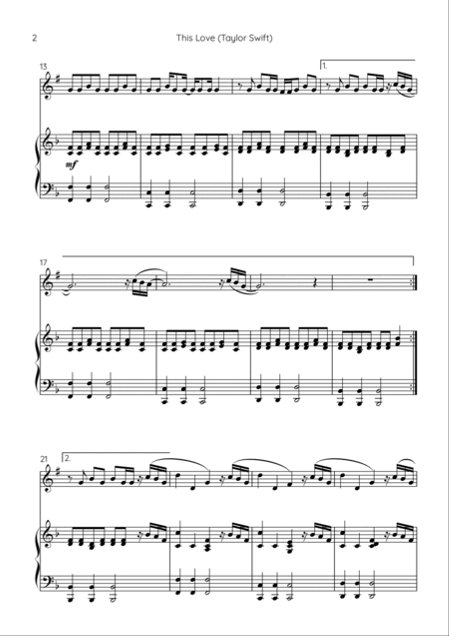 This Love B-Flat Clarinet scores gallery preview page 2
