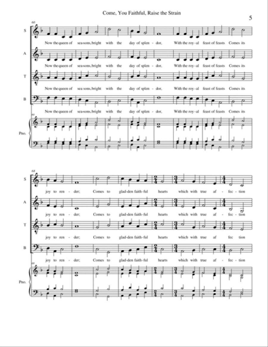 Come, You Faithful, Raise the Strain 4-Part scores gallery preview page 6