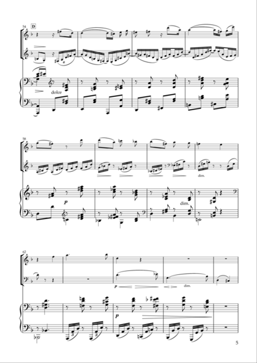 'Gestillte Sehnsucht' Zwei Gesänge, Op.91-1 for Flute, Clarinet & Piano Woodwind Duet scores gallery preview page 5