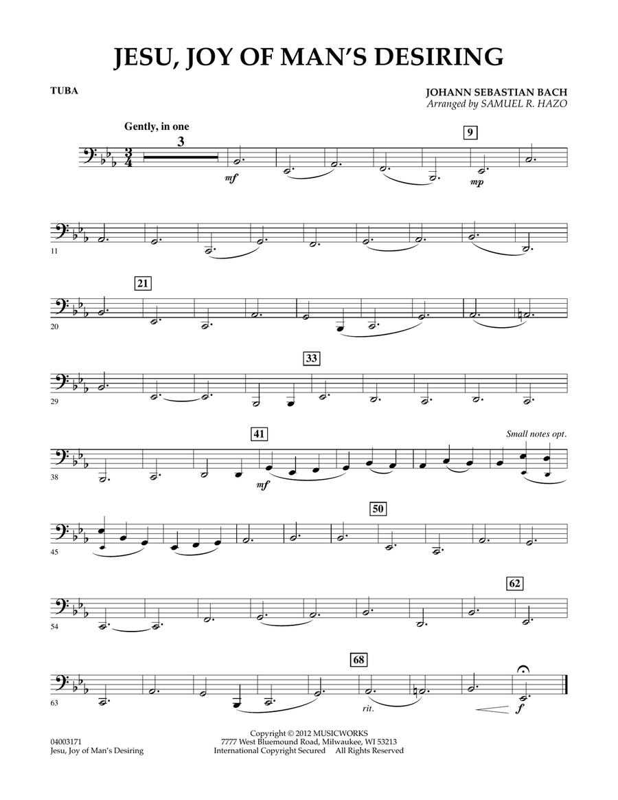 Jesu, Joy Of Man's Desiring - Tuba Concert Band scores gallery preview page 1